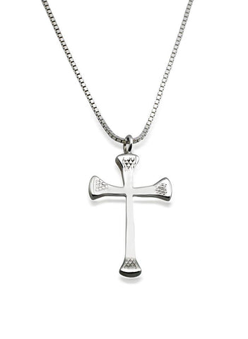 Rusty Brown Nail Cross Sterling Silver Necklace - Anvil Brand
